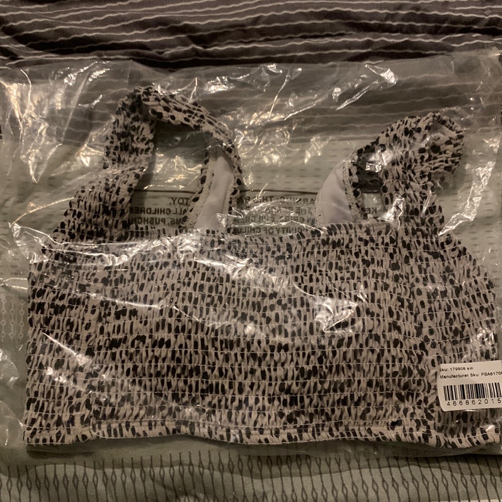 Animal print square neck smocked bathing suit top ONLY. Never worn